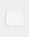 Pure Cotton Embroidered High Waisted Shorts