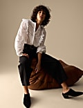 Pure Cotton Seam Detail Barrel Leg Trousers