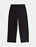 Pure Cotton Seam Detail Barrel Leg Trousers