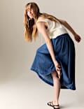 Denim Panelled Midaxi Skirt