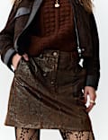 Leather Snake Print Mini Skirt