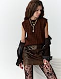 Leather Snake Print Mini Skirt