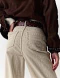 Hoch geschnittene gestreifte Jeans mit hohem Baumwollanteil mit weitem Bein