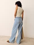 Denim Pintuck Wide Leg Jeans