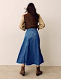 Denim Tie Waist Midi Skirt