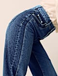 Two Tone High Waisted Straight Leg Jeans