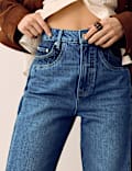 Two Tone High Waisted Straight Leg Jeans