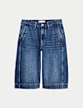 Denim High Waisted Bermuda Shorts