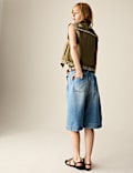 Denim High Waisted Bermuda Shorts