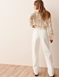 Lyocell Blend High Wasited Seamed Barrel Leg Jeans