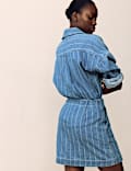 Denim Striped Mini Wrap Skirt