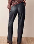 Leather Look Patch Pocket Straight Leg Trousers