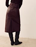 Leather Panelled Midi Column Skirt