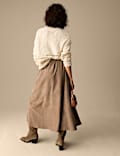 Suede Pleated Midi Skirt