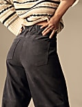 Suede Seam Detail Barrel Leg Trousers