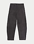 Suede Seam Detail Barrel Leg Trousers