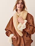 Leather Aged Relaxed Shawl Collar Jacket