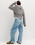 High Waisted Crease Front Barrel Jeans