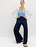 Lot de 2 pantalons coupe large avec lin