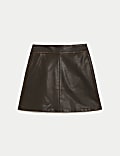 Leather Look Mini A-Line Skirt