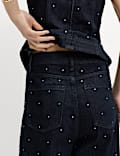 Cotton Rich Denim Embellished Carrot Leg Jeans