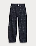 Cotton Rich Denim Embellished Carrot Leg Jeans