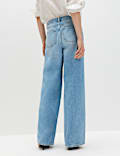 Cotton Rich Mid Rise Wrap Front Wide Leg Jeans