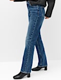 Mid Rise Straight Leg Jeans