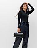 High Waisted Shimmer Carrot Jeans