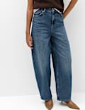 Relaxed Mid Rise Cinch Barrel Jeans