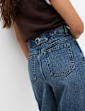 Relaxed Mid Rise Cinch Barrel Jeans
