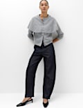High Waisted Pintuck Barrel Jeans with Lyocell