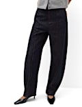 High Waisted Pintuck Barrel Jeans with Lyocell