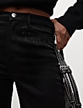 High Waisted Embellished Straight Leg Jeans