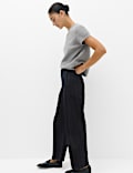 Mid Rise Striped Barrel Ankle Grazer Jeans