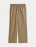 Leather Look Wide Leg Trousers