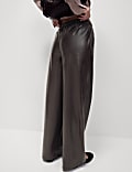 Pantalon coupe large en similicuir