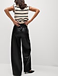 Leather Look Wide Leg Trousers