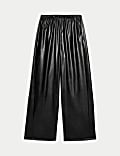 Leather Look Wide Leg Trousers