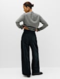 Pantalon coupe large en velours c&ocirc;tel&eacute; &agrave; nervures