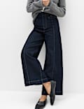 High Waisted Pintuck Ankle Grazer Jeans