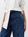High Waisted Embellished Barrel Jeans