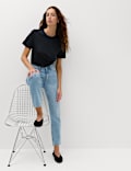 Mid Rise Straight Leg Ankle Length Jeans