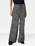 Wide Leg Floral Elasticated Waisted Trousers