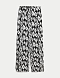  Printed Wide Leg Cropped Trousers