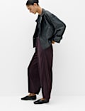 Cord Pull On Barrel Leg Trousers