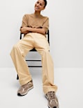 Pure Cotton Poplin Straight Leg Trousers