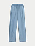 Pure Cotton Poplin Straight Leg Trousers
