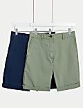 Lot de 2&nbsp;shorts chino en coton à motif teinté