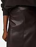 Leather Look Seam Detail Midi A-Line Skirt